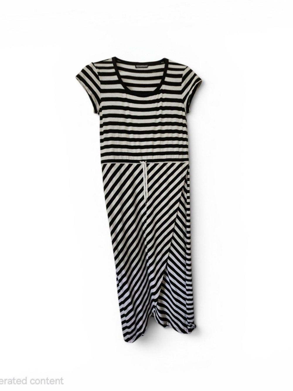 Talbots Striped Nautical Stretch Maxi Faux Wrap Dress Size SP